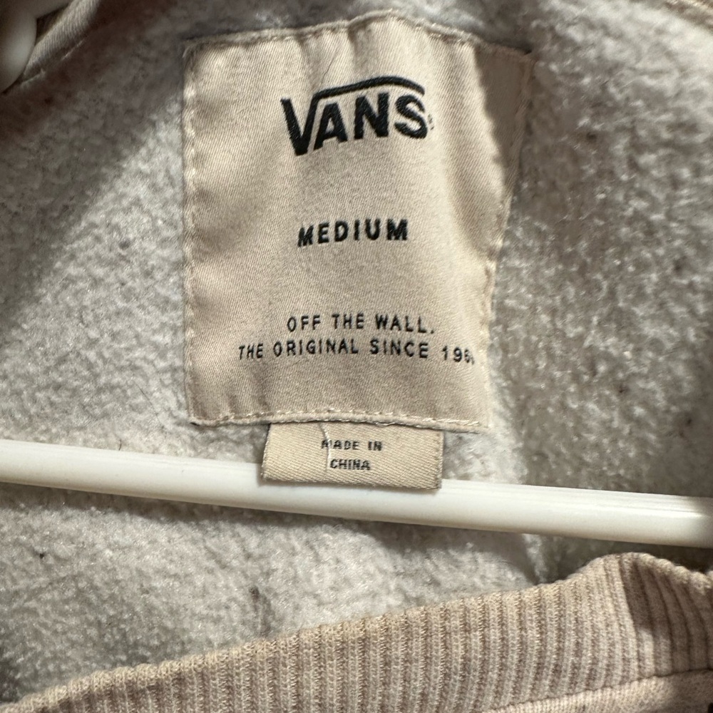 Vans Men's Beige Hoodie with Black Logo - Picture 3 of 5